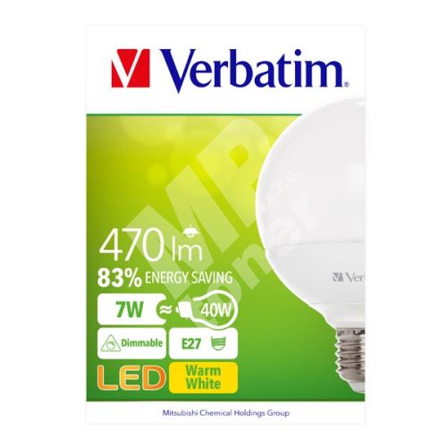 LED žárovka Verbatim E27, 52610, 220-240V, 7W, 470lm, 2700k, teplá, 20000h 1