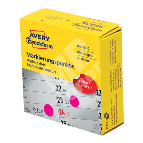Značkovací etikety Avery Zweckform 10mm, purpurové, 800 etiket, pro ruční popis - 2