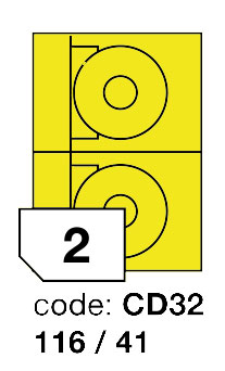 Samolepící etikety Rayfilm Office průměr 116/41 mm 300 archů, fluo žlutá, R0131.CD32D
