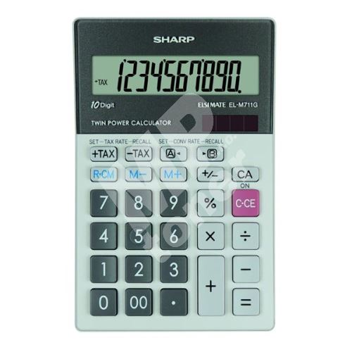 Kalkulačka Sharp ELM711GGY, šedá, stolní, desetimístná 1
