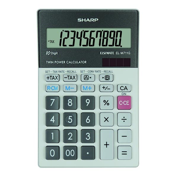 Kalkulačka Sharp ELM711GGY, šedá, stolní, desetimístná
