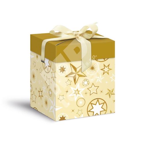 Krabička dárková vánoční 12 x 12 x 15cm, zlatá 2 1