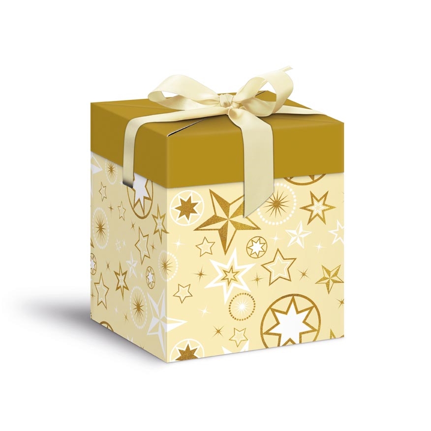Krabička dárková vánoční 12 x 12 x 15cm, zlatá 2