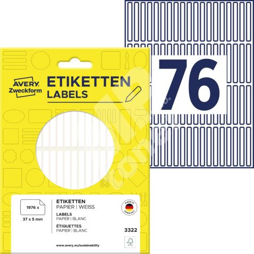 Samolepící etikety 37 x 5 mm, 1.976 ks etiket v bal. 3322 1