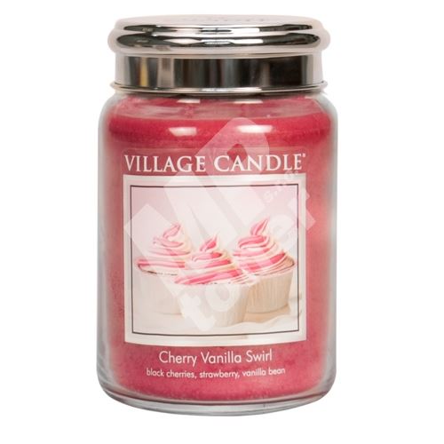 Village Candle Vonná svíčka ve skle, Višeň a vanilka - Cherry Vanilla Swirl, 26oz 1