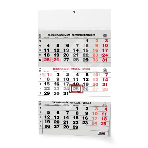 Nástěnný kalendář - Tříměsíční - A3 (s mezinárodními svátky) - černý 1