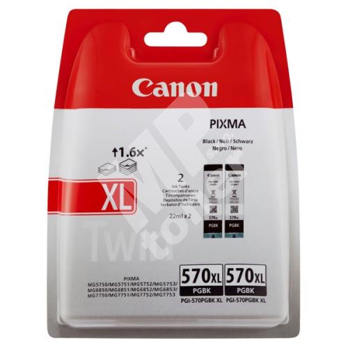 Inkoustová cartridge Canon PGI-570PGBK XL, Pixma MG7750, Twin pack, black, originál 1