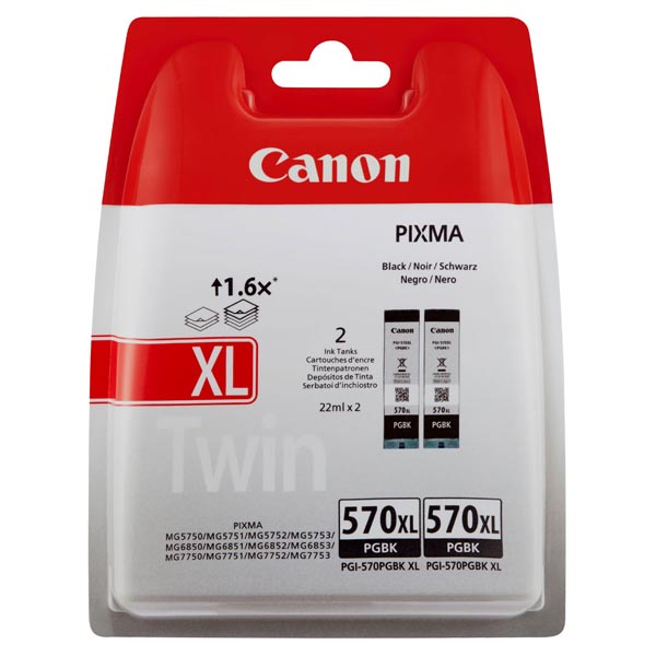 Inkoustová cartridge Canon PGI-570PGBK XL, Pixma MG7750, Twin pack, black, originál