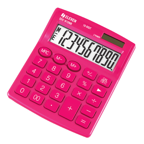 Kalkulačka Eleven SDC-810NRPKE, růžová, stolní, desetimístná, duální napájení