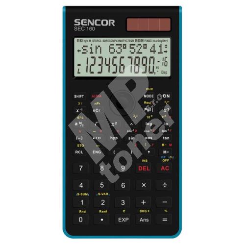 Sencor kalkulačka, SEC 160 BU, modrá, školní, dvanáctimístná 1