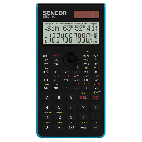 Kalkulačka Sencor SEC 160 BU, modrá, školní, dvanáctimístná