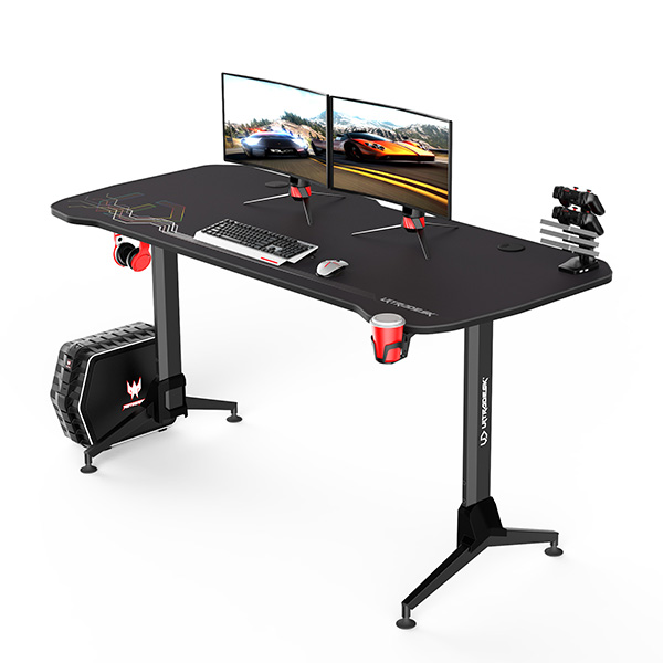 Herní stůl Ultradesk Grand Black, 160x75x70-80cm, 3 úrovně výšky