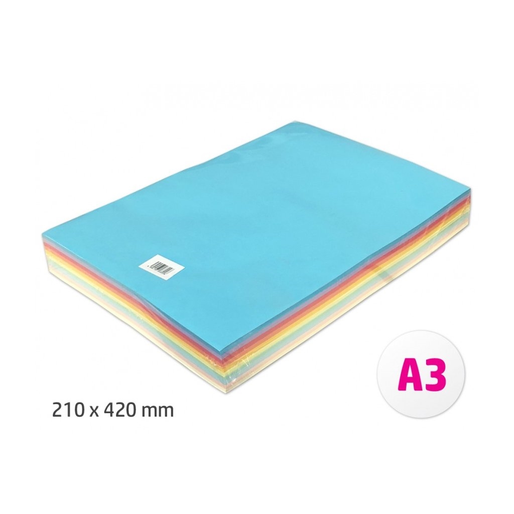 Barevný papír A3 80g PRIMA Mix, duha 10 barev bal/500l