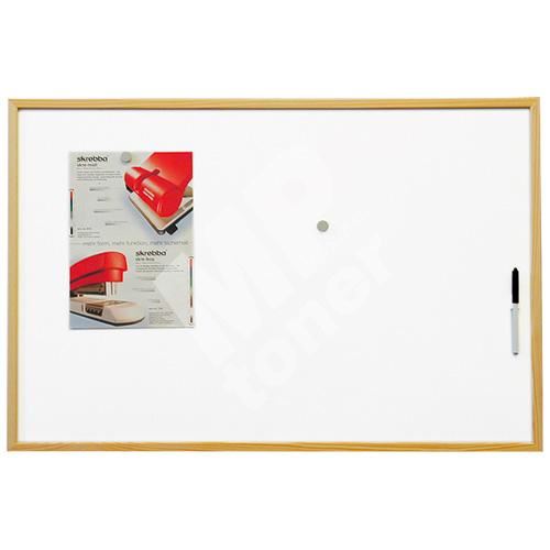 Magnetická bílá tabule 90 x 60 cm, dřevěný rám 1