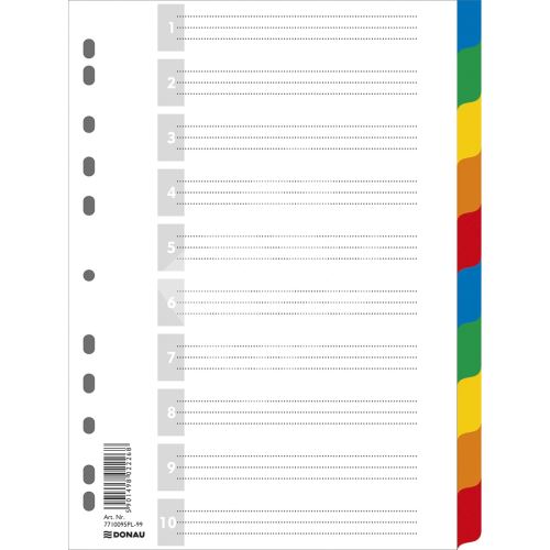 Donau rozlišovač A4, PP, 10 listů, mix barev 1
