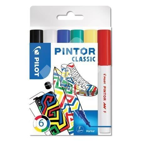 Set dekorativních popisovačů Pintor F, 6 barev klasik, 1 mm, PILOT 1