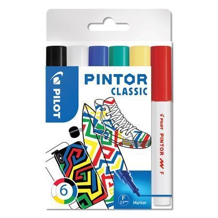 Set dekorativních popisovačů Pilot Pintor F, 6 barev klasik, 1 mm