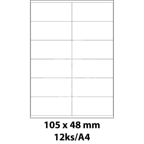 Print etikety Emy 105x48 mm, 12ks/arch, 100 archů, samolepící, žlutá 1
