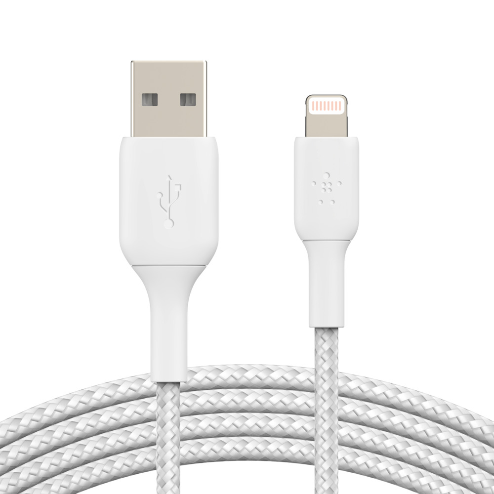 Kabel oplétaný Belkin, USB-A - Lightning, 2m, bílý