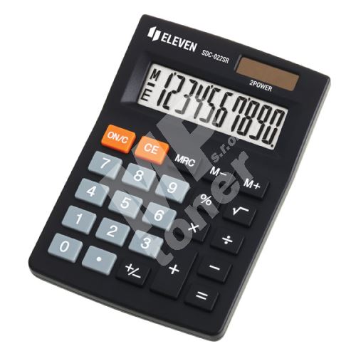 Kalkulačka Eleven SDC-022SR, černá, stolní, desetimístná, duální napájení 1