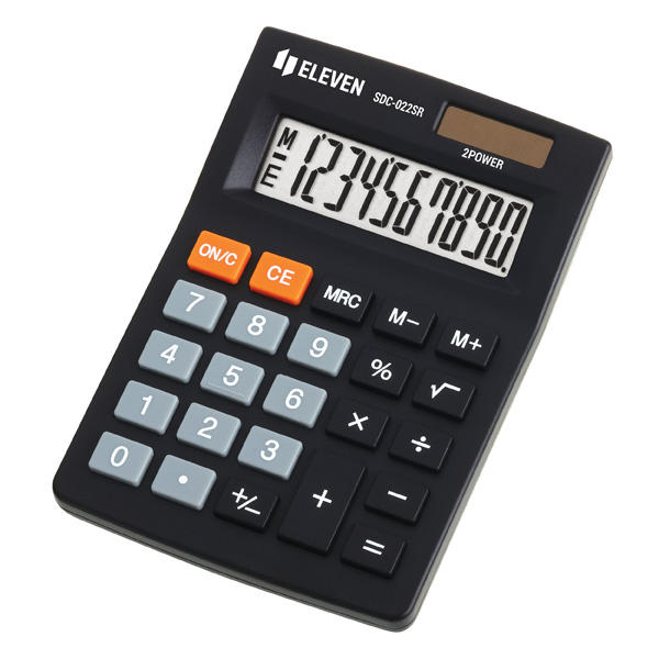 Kalkulačka Eleven SDC-022SR, černá, stolní, desetimístná, duální napájení