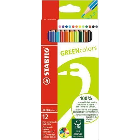 Barevné pastelky STABILO GreenColours, 12ks, šestihranné