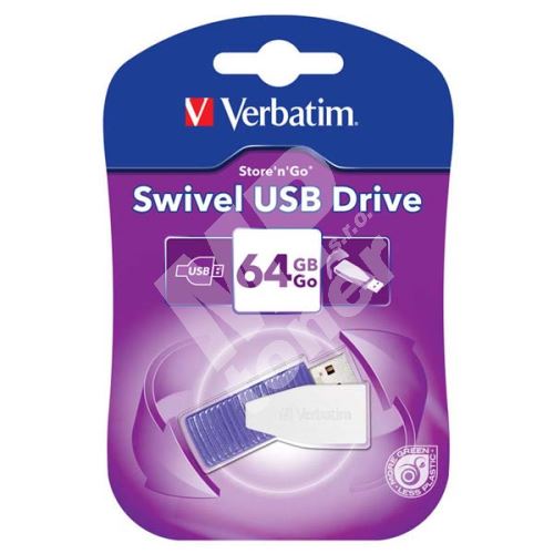Verbatim 64GB Swiwel, USB flash disk, 2.0, 49816, fialová 1