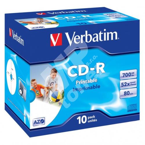 Verbatim CD-R, DataLife PLUS, 700 MB, Wide Printable, jewel box, 43325, 52x, 10-pack 1