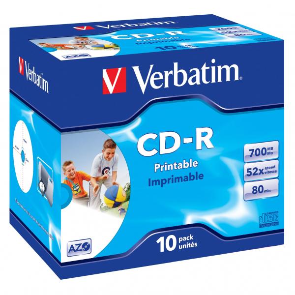 Verbatim CD-R, DataLife PLUS, 700 MB, Wide Printable, jewel box, 43325, 52x, 10-pack