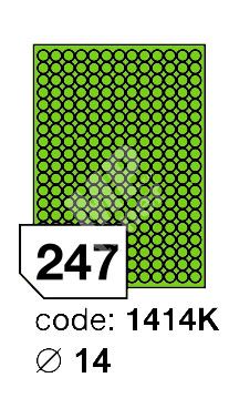 Samolepící etikety Rayfilm Office průměr 14 mm 300 archů, fluo zelená, R0130.1414KD 1