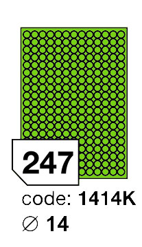 Samolepící etikety Rayfilm Office průměr 14 mm 300 archů, fluo zelená, R0130.1414KD
