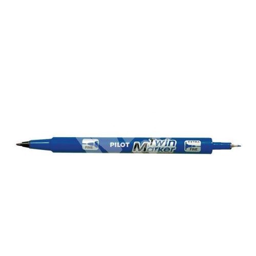 Permanentní popisovač Pilot Twin, oboustranný, 0,8 a 2 mm, modrá, BeGreen 1