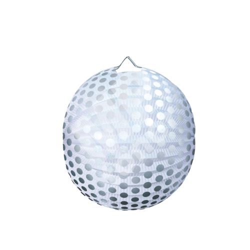 Lampion Luma kulatý 25cm, stříbrný puntík 1