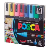 Uni Posca sada akrylových popisovačů PC-5M, 8 ks, mix základních barev 2 (1)