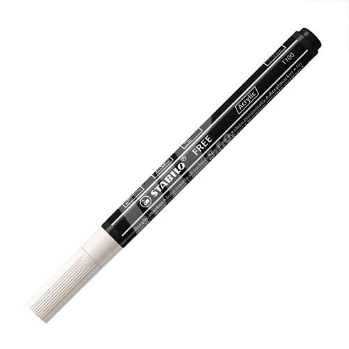 STABILO FREE Acrylic akrylový popisovač T100 Kulatý hrot 1-2 mm - bílý 1
