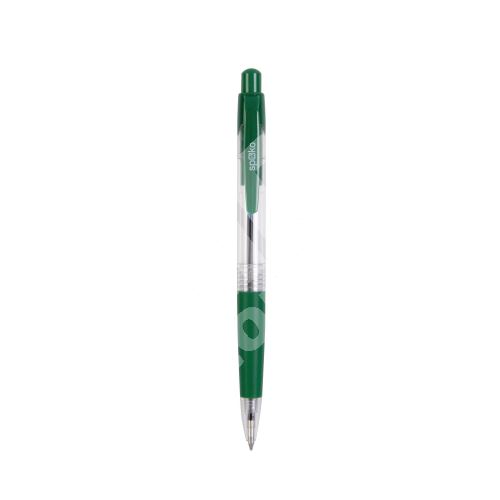 Spoko kuličkové pero S0112, průhledné, zelená náplň, zelené 1