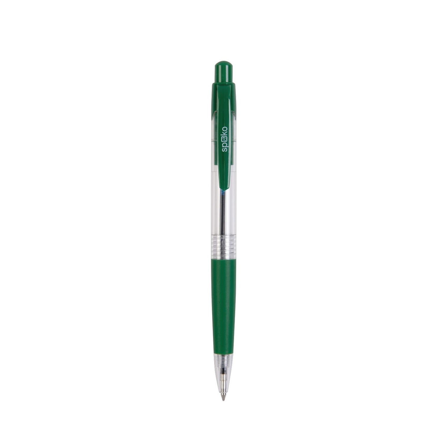 Kuličkové pero Spoko S0112, průhledné, zelená náplň, zelené