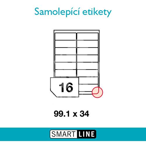 Samolepící bílé etikety Smart Line A4 99,1 x 34 mm 100 archů 1