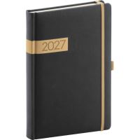 Denní diář Notique Twill 2027, černo-zlatý, 15 x 21 cm Denní diář Notique Twill 2027, černo-zlatý, 15 x 21 cm