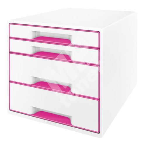 Zásuvkový box Leitz WOW, 4 zásuvky, růžový 1