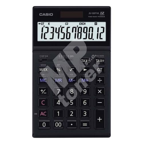 Kalkulačka Casio JS 120 TVS, černá, stolní, dvanáctimístná 1