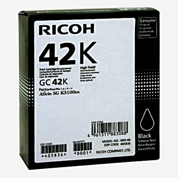 Gelová náplň Ricoh GC42K, 405836, Aficio SG-K3100dn, black, originál