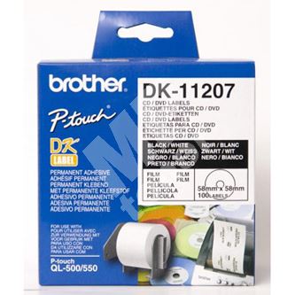 Etikety na CD Brother 58mm, bílá, filmová role, 100 ks, DK11207 1