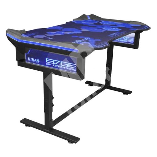 Herní stůl E-Blue EGT004BK, 135x78,5x72-91,2cm, RGB podsvícení, výškově nastavitelný 1