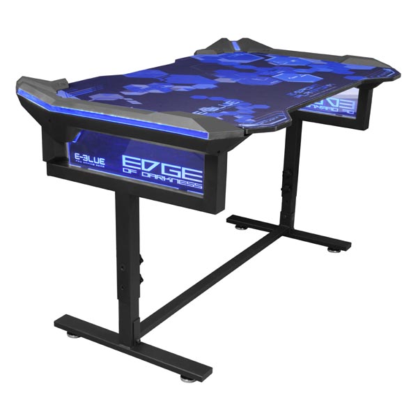 Herní stůl E-Blue EGT004BK, 135x78,5x72-91,2cm, RGB podsvícení, výškově nastavitelný