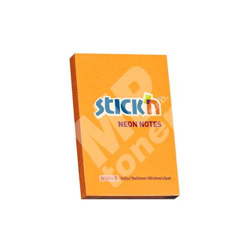 Samolepící bloček Stick n neonově oranžový, 76 x 51 mm 1