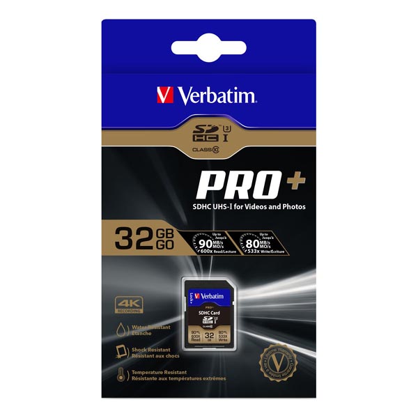 32GB Verbatim U3 Pro+ SDXC, 49196, class 10