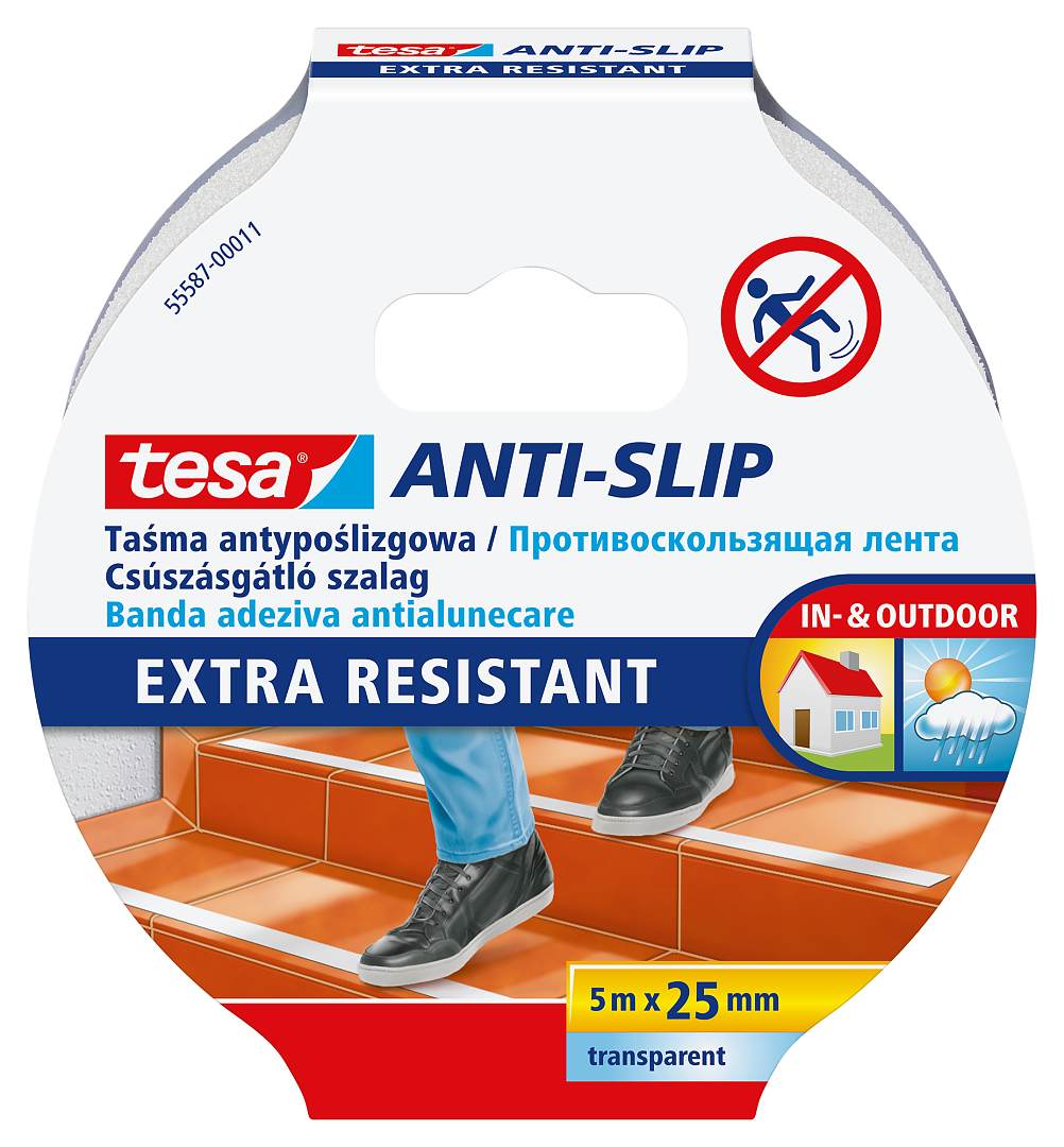 Protiskluzová páska Tesa Anti-slip, 25 mm x 5 m, průhledná