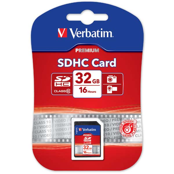32GB Verbatim Secure Digital card (SDHC), 43963, 10 Mb/s Class 10