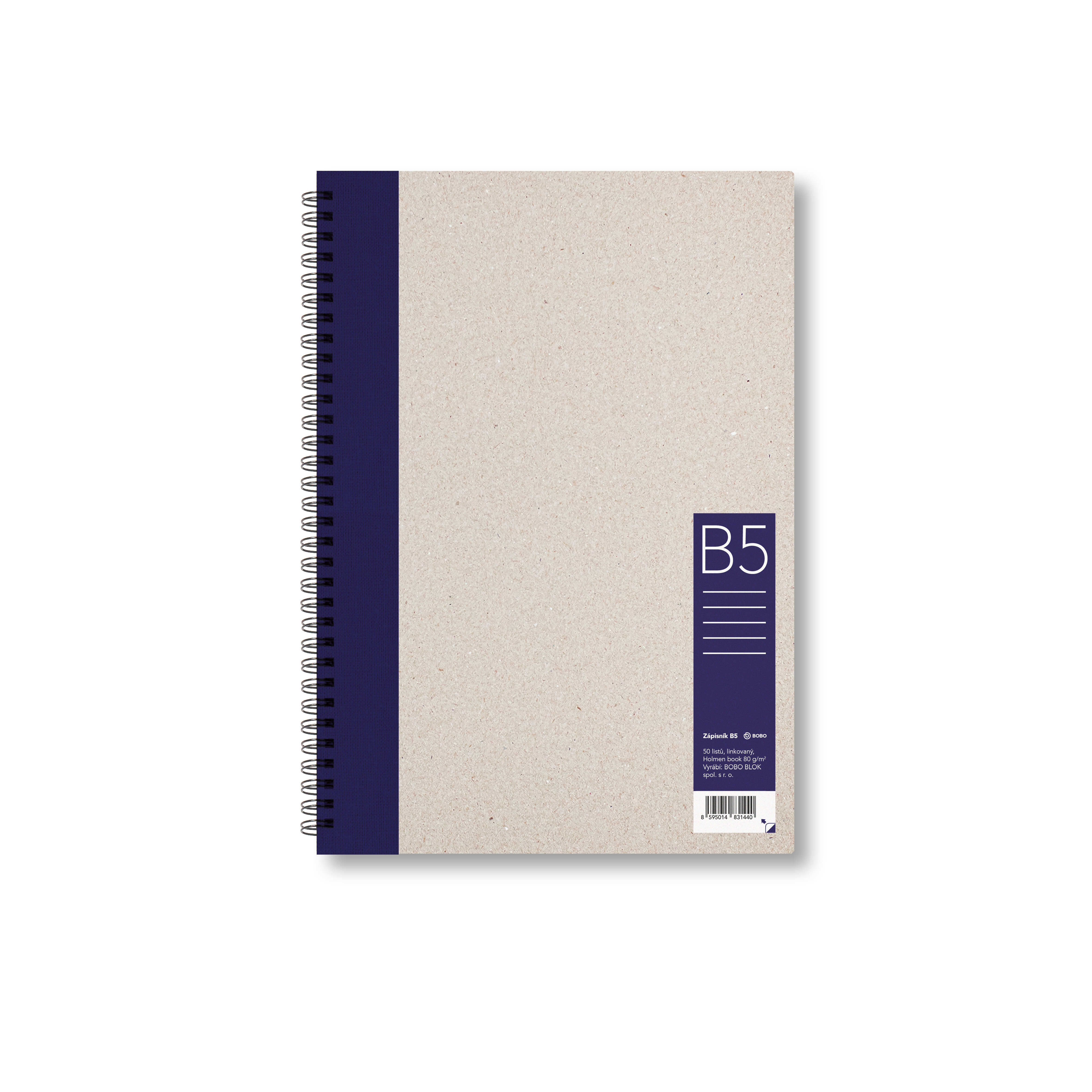 Zápisník Bobo B5, linkovaný, tmavě modrý